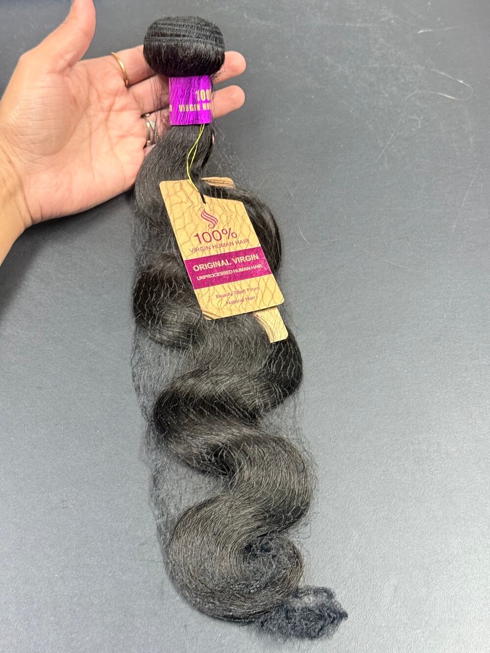 20in Virgin Human Hair Body Wave Weft Bundle Natural Black 100g NWT